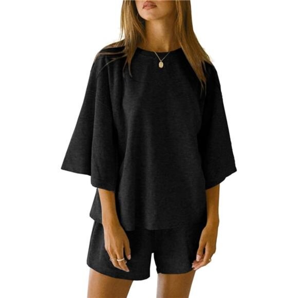 Women´s 2 Piece Lounge Set 3/4 Sleeve Top Elastic...